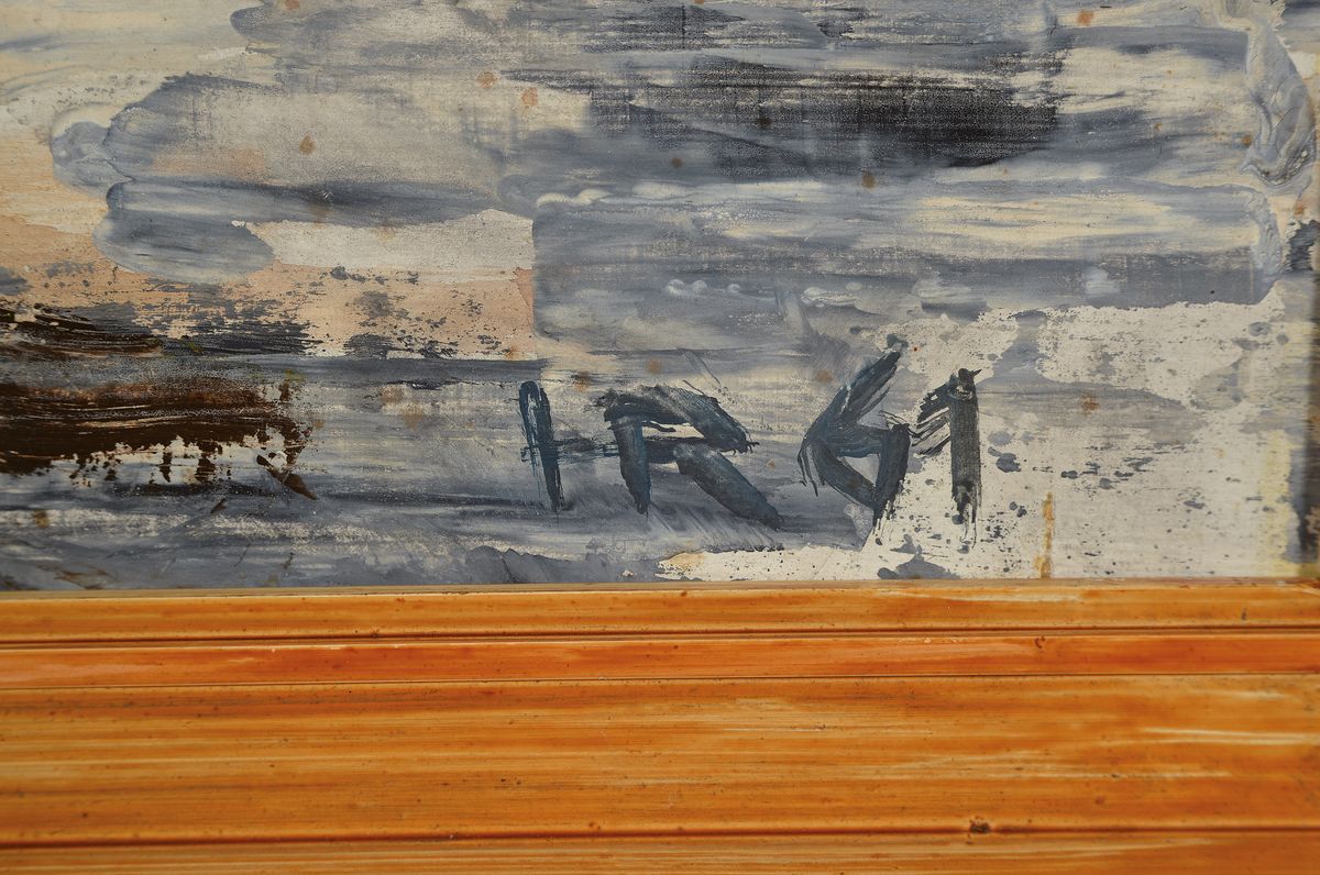 Detail a: Heinz Reiss, 1923-2012 Haßloch, Schüler von Philipp Steinmetz, Mitglied der Künstlergruppe worbs, hier: Winterlandschaft, Öl/Hartfaser, monogr. ...