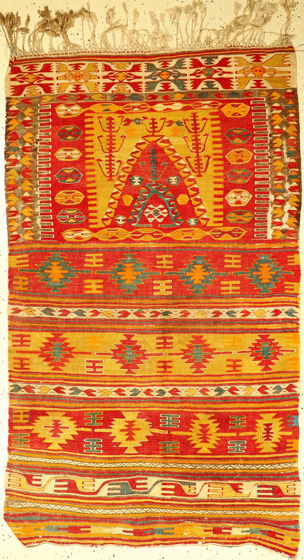 Anatolischer Kelim alt, Türkei, um 1920, Wolle auf Wolle, ca. 174 x 104 cm, EHZ: 4, (Löcher)