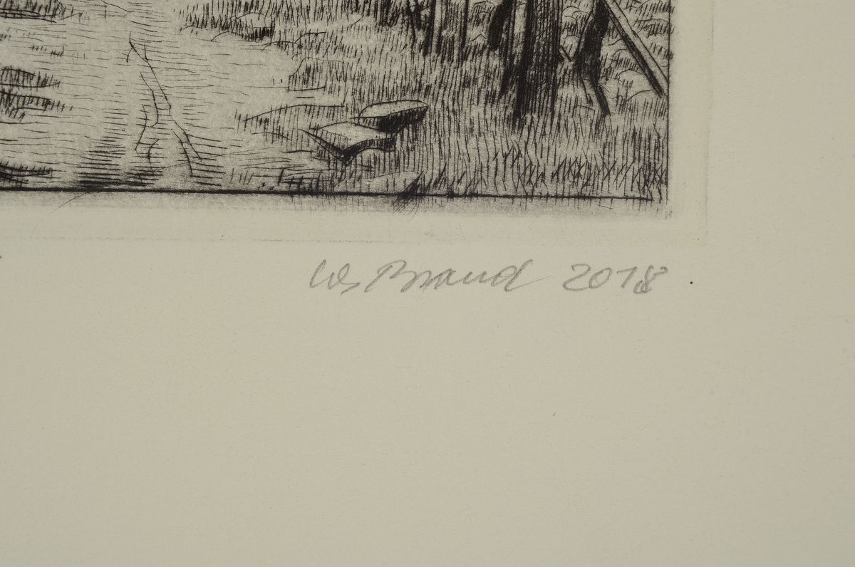 Detail a: Werner Brand, geb. 1933, Mappe "Wein+Reben" mit 6 Radierungen, alle handsigniert und num. 2/30, betitelt: Wingert, Der Rebstock, ...