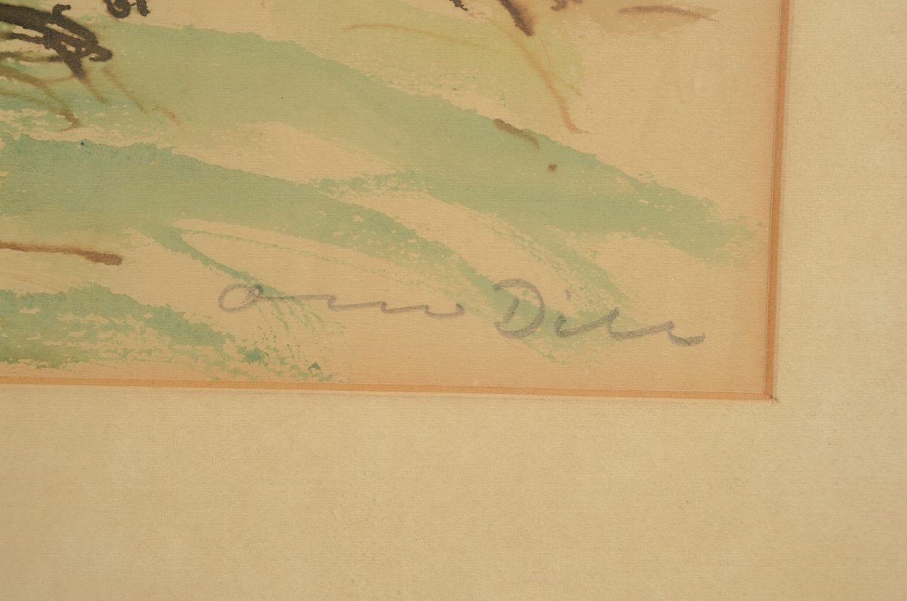 Detail a: Otto Dill, 1884 Neustadt-1957 Bad Dürkheim, Ritter zu Pferd blicken ins Tal, Aquarell auf Papier, rechts unten signiert, gebräunt, ca. 22x30cm, PP, ...