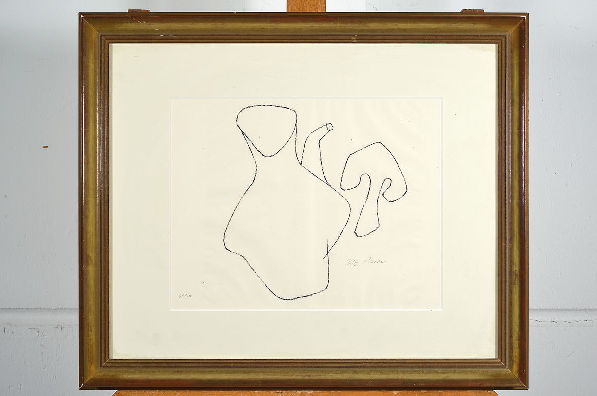 Detail k: Jules Bissier, 1893 Freiburg i. Breisgau-1965 Ascona, Stillleben, Lithographie auf dünnem Papier (leicht wellig), signiert, num. 89/100, ca. ...
