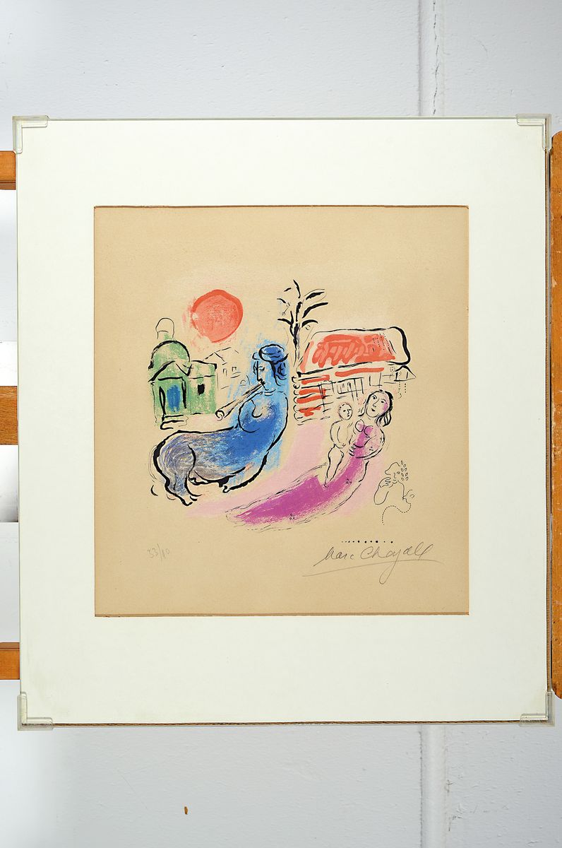 Detail k: Marc Chagall, 1887-1985, Maternité au centaure, Farblithographie von 1957, handsigniert und num. 33/90, ca. 23.5x25cm, gebräunt, PP, u.Gl. ca. ...