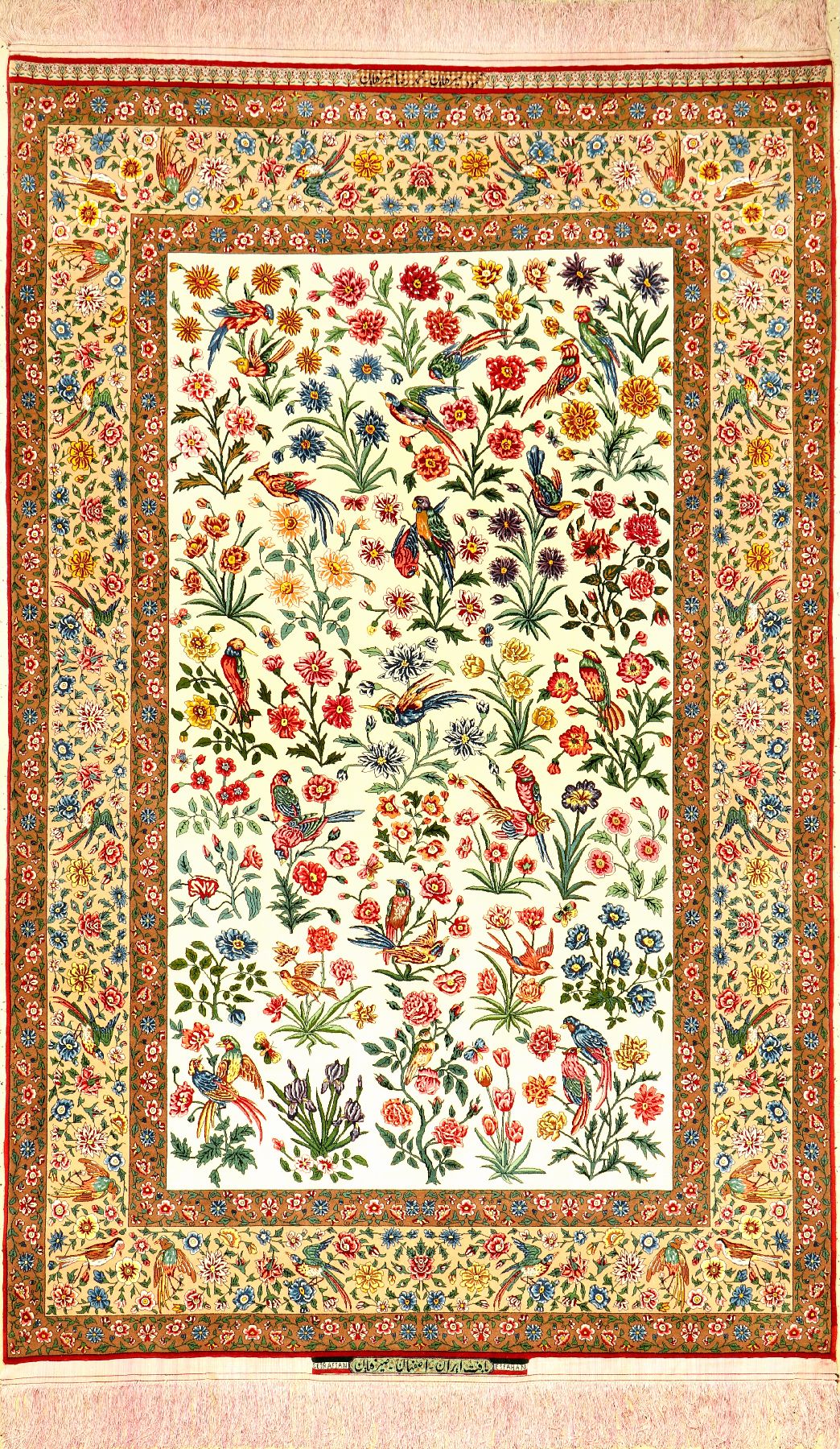 Sehr feiner Esfahan "Mahmoud & Mohammad-Reza Seirafian" alt "Doppelsignatur" (Gol Va Bolbol Design), Zentralpersien, um 1970, ...