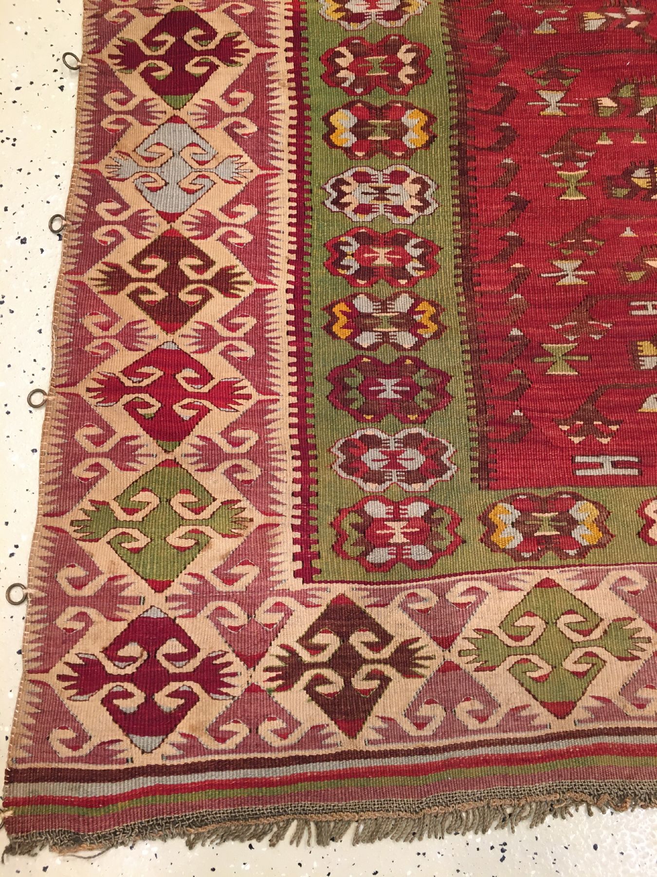 Detail d: Feiner Ostanatolischer "Gebetskelim" antik, Ostanatolien, Ende 19.Jhd., Wolle gewebt auf Wolle. Fein gewebter Gebetskelim aus Ostanatolien ...