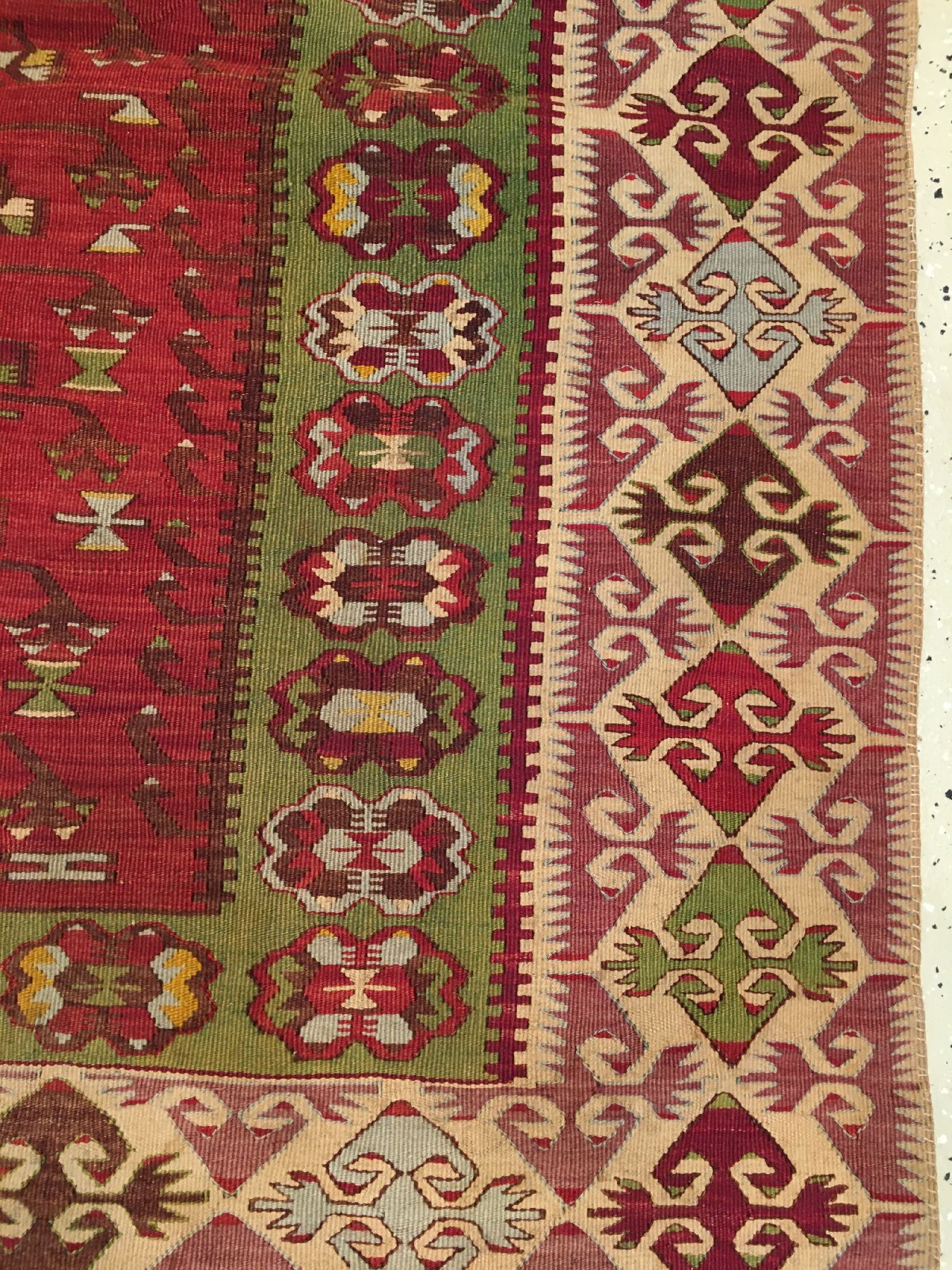 Detail f: Feiner Ostanatolischer "Gebetskelim" antik, Ostanatolien, Ende 19.Jhd., Wolle gewebt auf Wolle. Fein gewebter Gebetskelim aus Ostanatolien ...