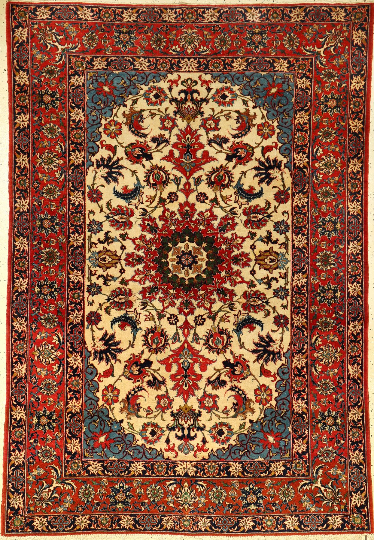 Feiner Esfahan alt, Persien, um 1930, Korkwolle, ca. 214 x 148 cm, feiner Qualität, Dekorativ, EHZ: 2-3