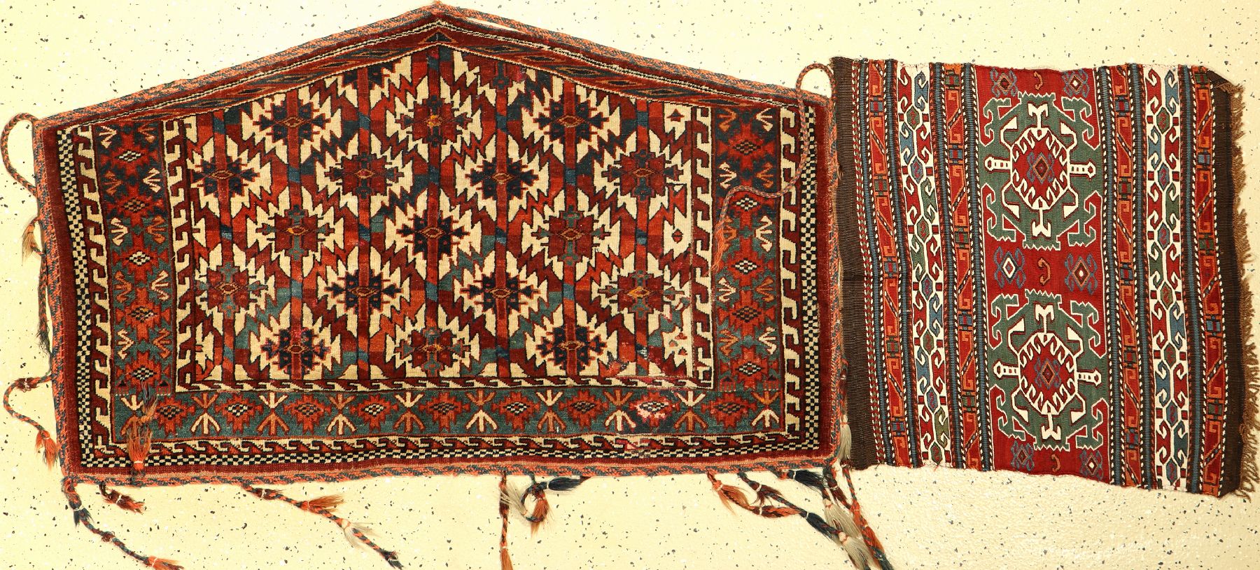 (2 Lots) Mafrasch und Asmalyk, Persien/Turkmenistan, um 1920, Wolle auf Wolle, EHZ: 2-3
