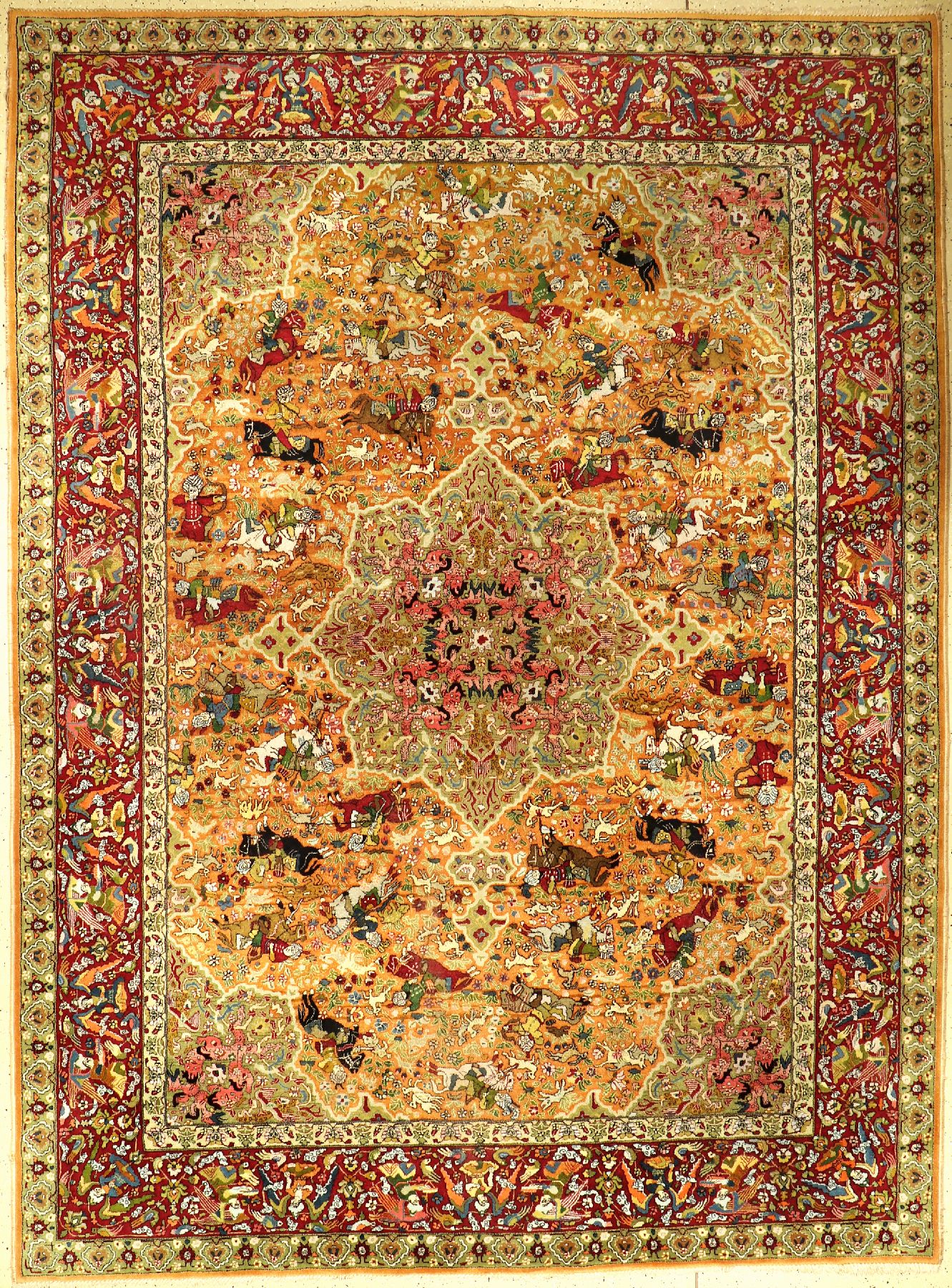Tetex alt (Safavid Design), Deutschland, um1930, Wolle auf Baumwolle, ca. 337 x 250 cm, schöne Farben, hochwertig, EHZ: 2-3.