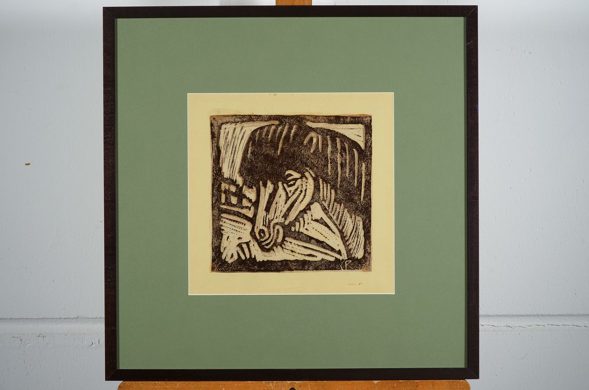 Detail k: Christian Rohlfs, 1849 Niendorf - 1938 Hagen, Holzschnitt,Pferdekopf,handsigniert verzeichnet im WVZ Paul Vogt, Nr. 37, selten im Angebot, ca. 52 x ...