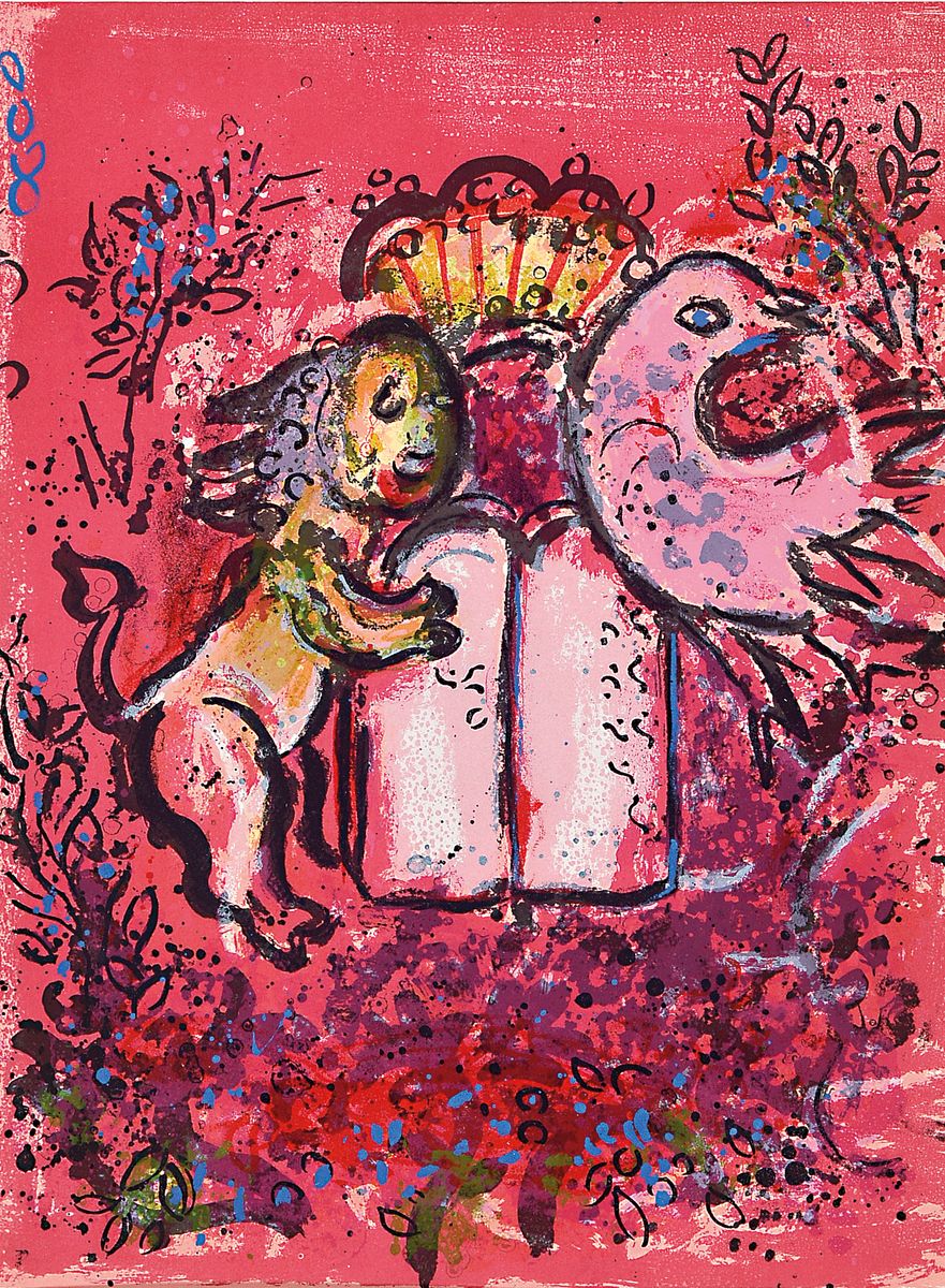 Marc Chagall, 1887 - 1985, Farblithographien auf dicken Velin, "Tables de la lois " aus Vitraux aus JerusalemWVZ Mourlot 365, unsigniert ( ...
