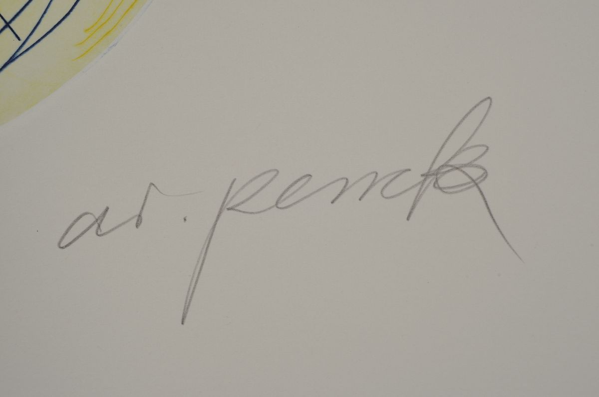 Detail a: A.R. Penck, 1939 - 2016, Farbradierung, aus dem Projekt Centro Spirituale, Himmlischer Stürzer, auf Büttenpapier, handsigniert, num. 17/20, ...