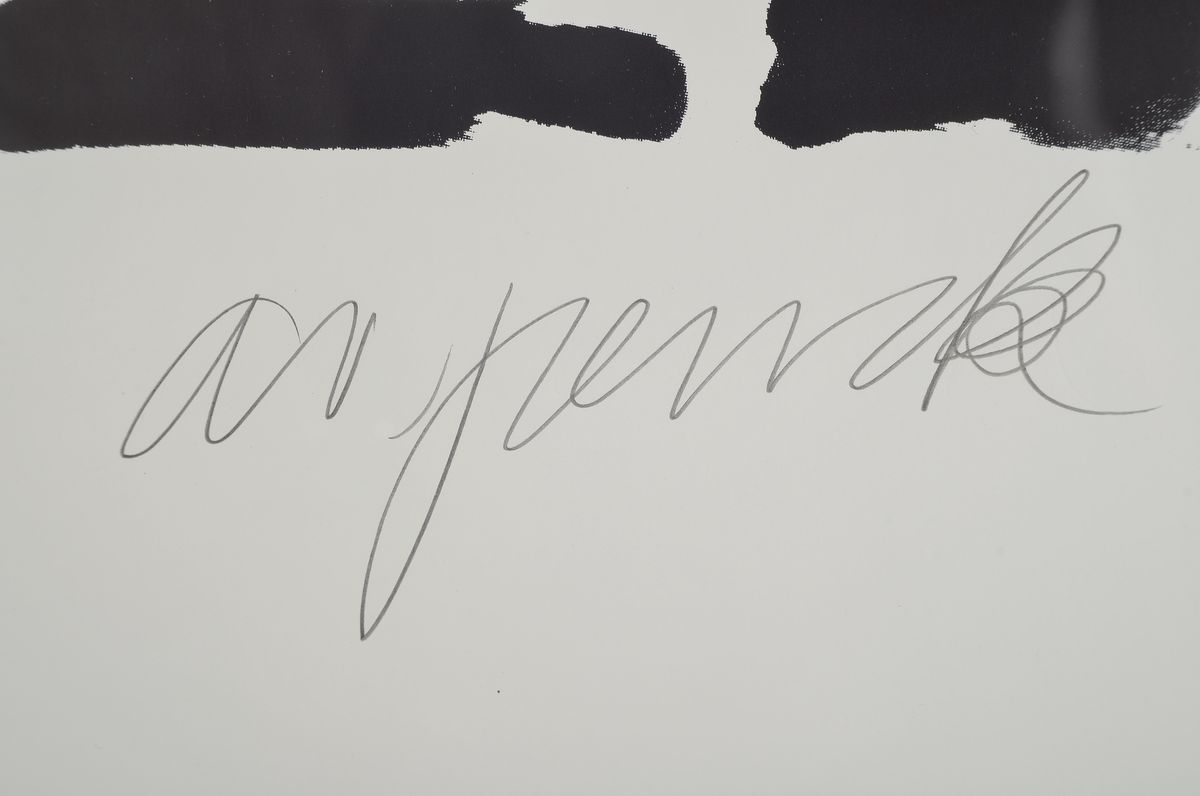 Detail a: A.R. Penck, geb. 1939 in Dresden - 2017, Farbserigraphie, 1995, nur 35 handsignierte Blätter, Flagge zeigen, ca. 84 x 59.5 cm, unter Glas, Rahmen, ...