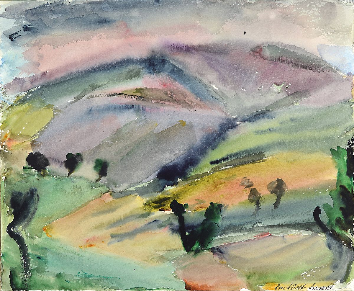 Loulou Albert-Lasard, 1885 Metz - 1969 Paris, südliche Landschaft, südliche Landschaft, Aquarell/Papier, handsigniert, ca. 38 x 46 cm, Rahmen, ...