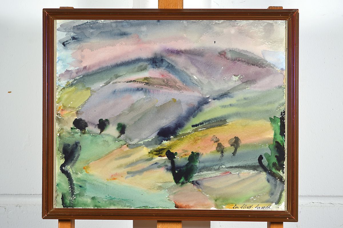 Detail k: Loulou Albert-Lasard, 1885 Metz - 1969 Paris, südliche Landschaft, südliche Landschaft, Aquarell/Papier, handsigniert, ca. 38 x 46 cm, Rahmen, ...