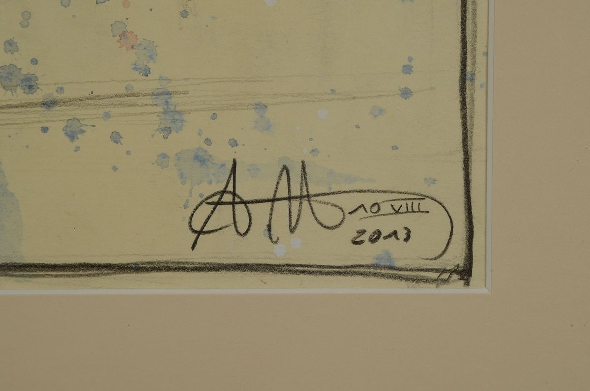 Detail a: Andreas Noßmann, geb. 1962, großer Fensterakt, Bleistift/Aquarell/ Farbstift und weiße Tusche auf Karton, handsigniert, aus 2013, WVZ 4878, ca. 44 ...