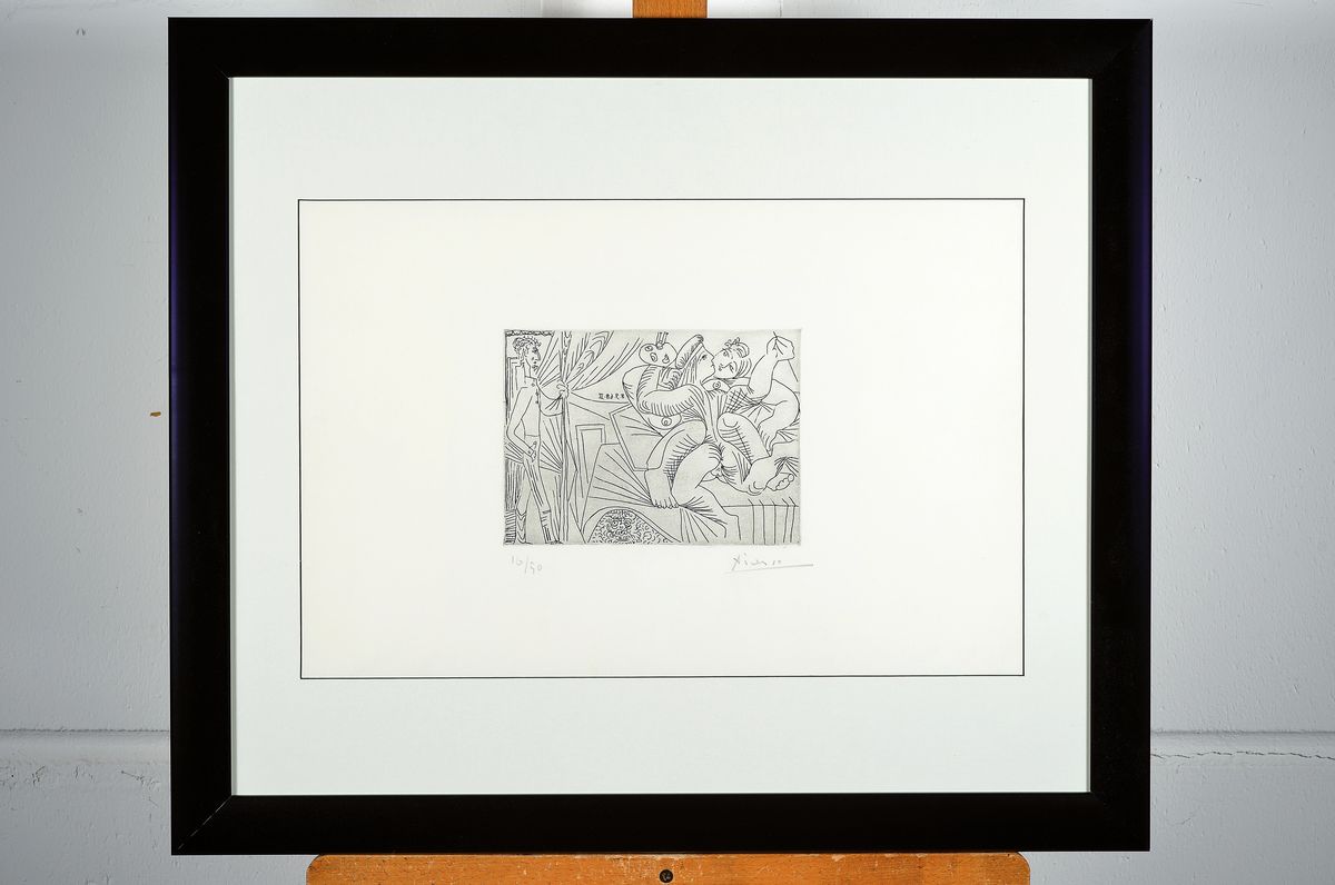 Detail k: Pablo Picasso, 1881 - 1973, Aquatinta- und Kaltnadelradierung auf Velin, Titel:" Raphael et la Fornarina XXII"", handsigniert, 33 x 50 ...