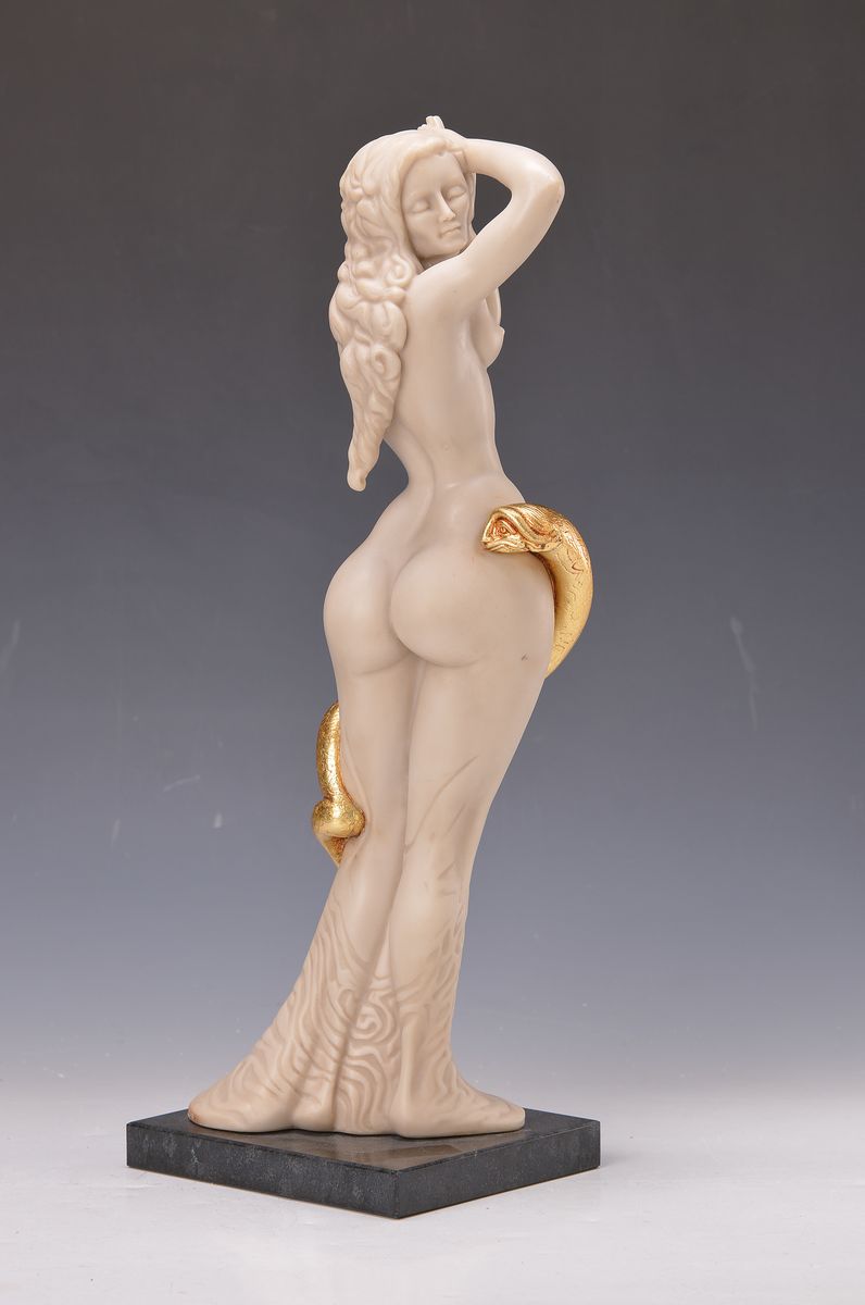 Detail k: Ernst Fuchs, 1930 - 2015, Frau Lot, Skulptur, Kunstguss, teilvergoldet, num. 300/500, signiert, Steinsockel, H. 44 cm