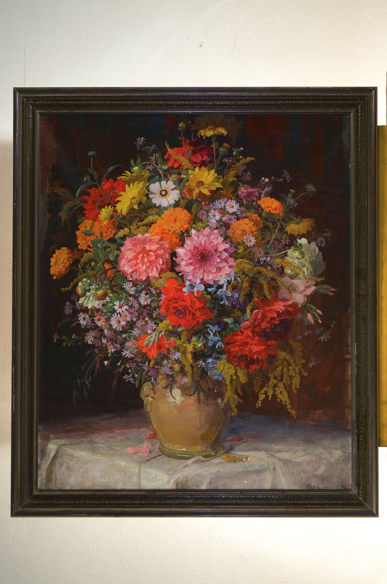Detail k: August Croissant, 1870 Landau-1941 Edenkoben, Üppiges Stillleben mit Sommerblumen, Öl/Lwd, rechts unten signiert, ca. 94x78cm, R. ca. 104x88cm