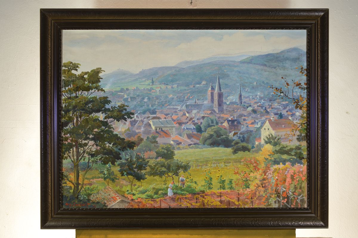 Detail k: August Croissant, 1870 Landau-1941 Edenkoben, Blick auf Neustadt an der Weinstraße, Öl/Lwd, links unten signiert und dat. 36, ca. 65x88cm, R. ca. ...