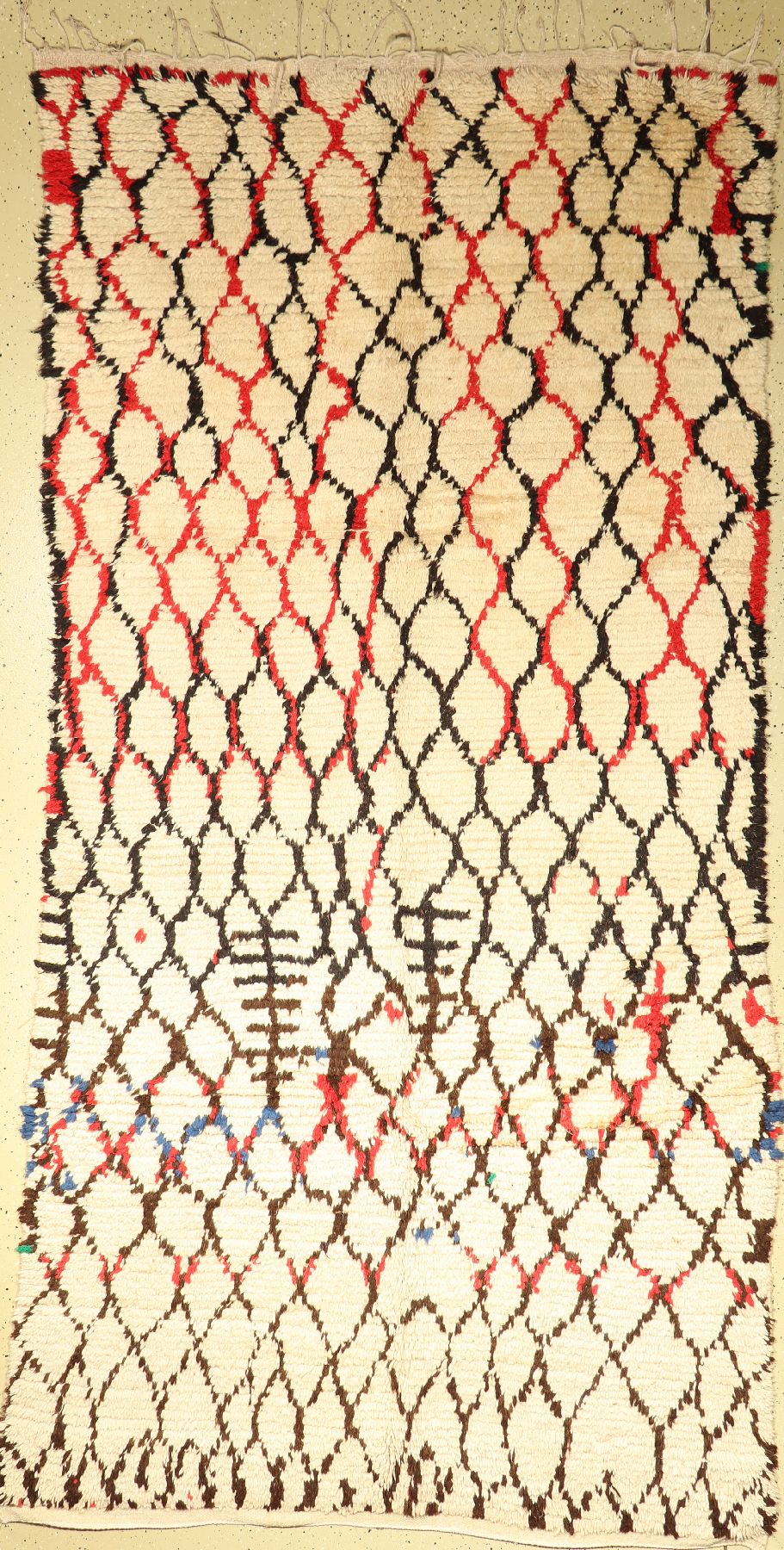 Marokko alt, um 1970, Wolle auf Baumwolle, ca. 330 x 170 cm, dekorativ, EHZ: 2