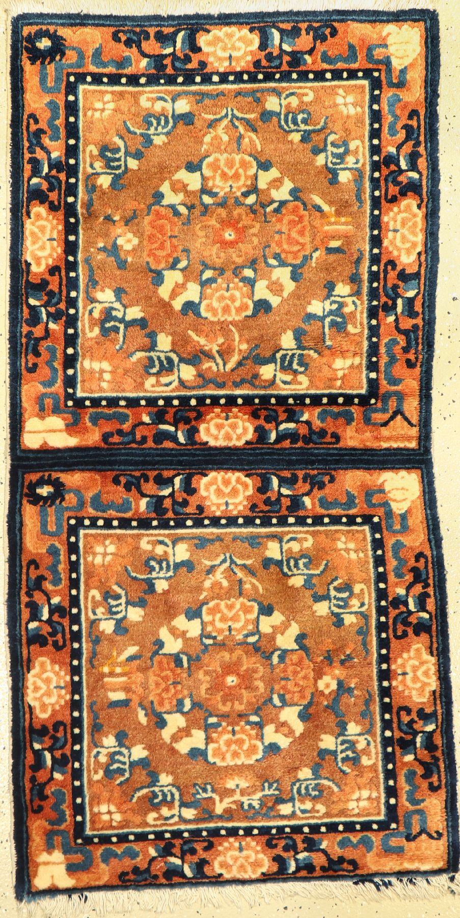 Ning-Hsia antik Sitzmatte, China, um 1890, Wolle auf Baumwolle, ca. 135 x 70 cm, EHZ: 2-3