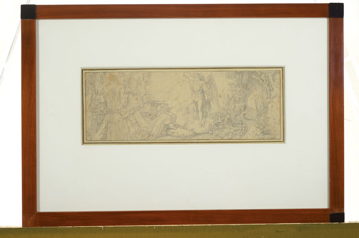 Detail k: Zuschreibung: Moritz von Schwind, 1804-1871, Bleistiftzeichnung zu: Von der Gerechtigkeit Gottes, später gedruckt im Münchener Bilderbogen, sehr ...