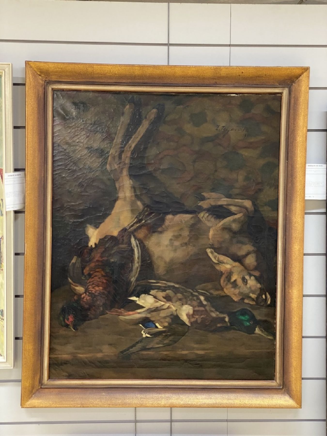 Detail a: Eugen Segewitz, 1886 Pforzheim-1952 Wangen, Stillleben mit erlegtem Reh, Fasan und Ente, Öl/Lwd, rest., rechts oben signiert und dat. 1914, ca. ...