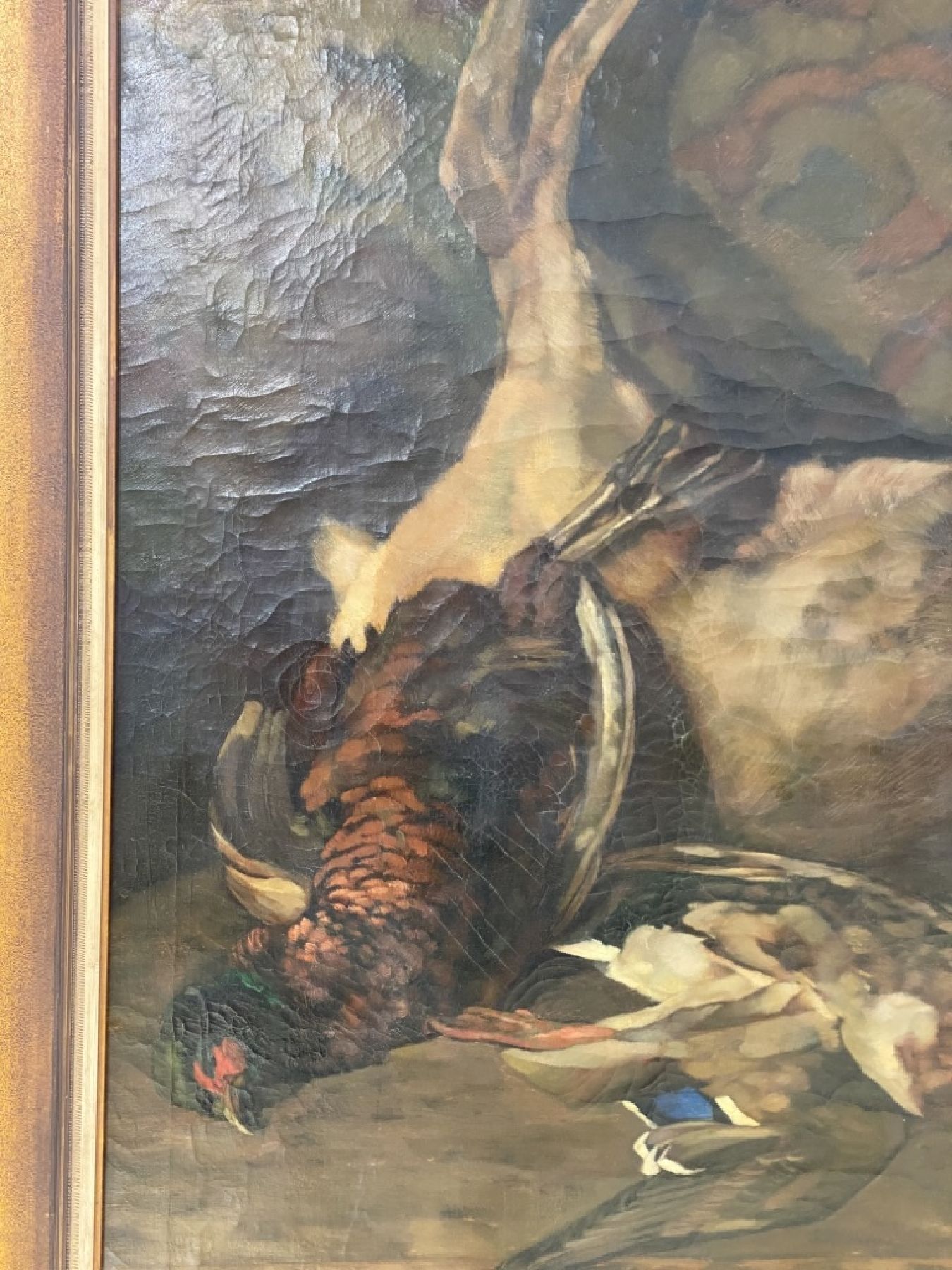 Detail c: Eugen Segewitz, 1886 Pforzheim-1952 Wangen, Stillleben mit erlegtem Reh, Fasan und Ente, Öl/Lwd, rest., rechts oben signiert und dat. 1914, ca. ...
