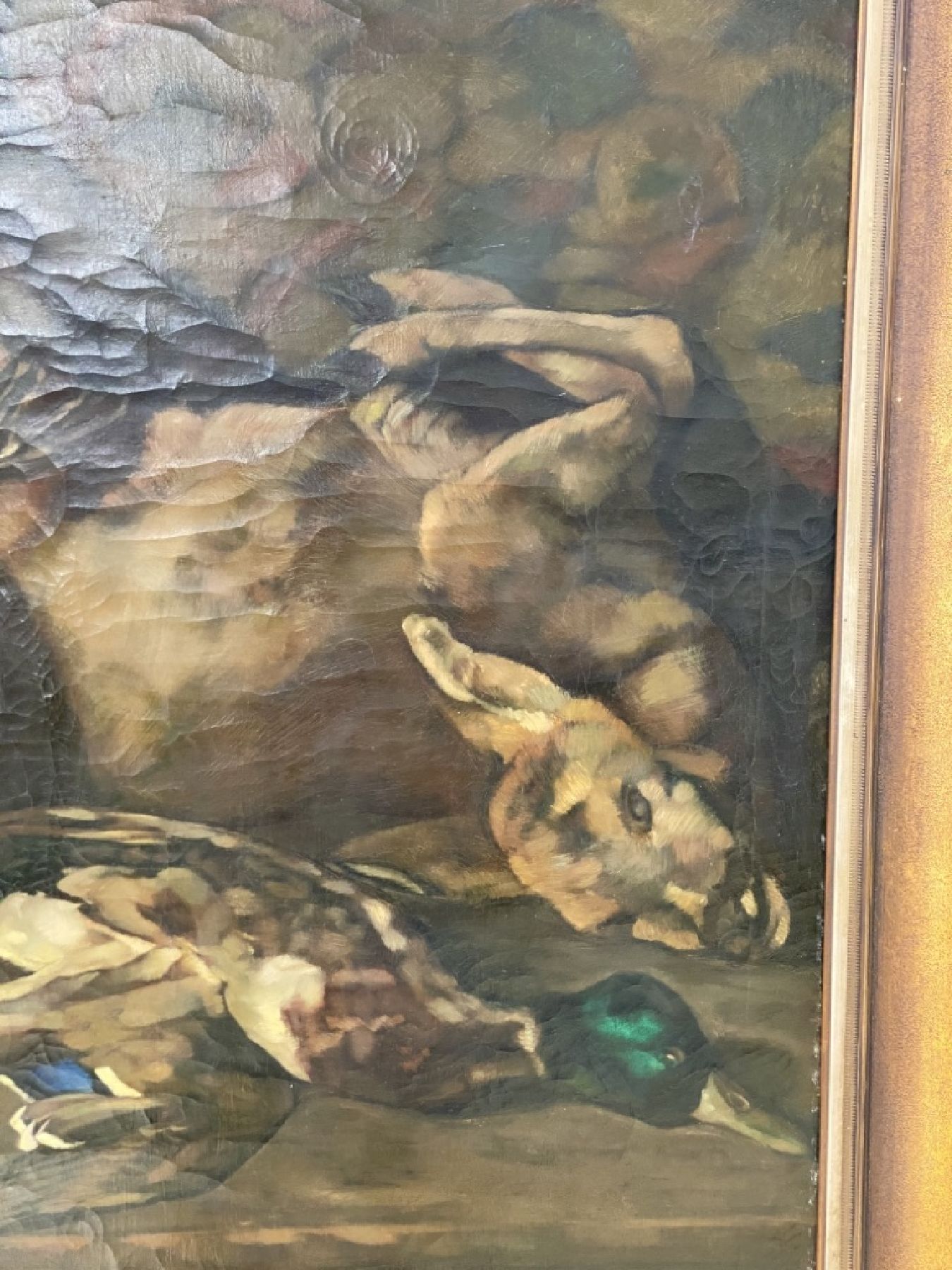 Detail d: Eugen Segewitz, 1886 Pforzheim-1952 Wangen, Stillleben mit erlegtem Reh, Fasan und Ente, Öl/Lwd, rest., rechts oben signiert und dat. 1914, ca. ...