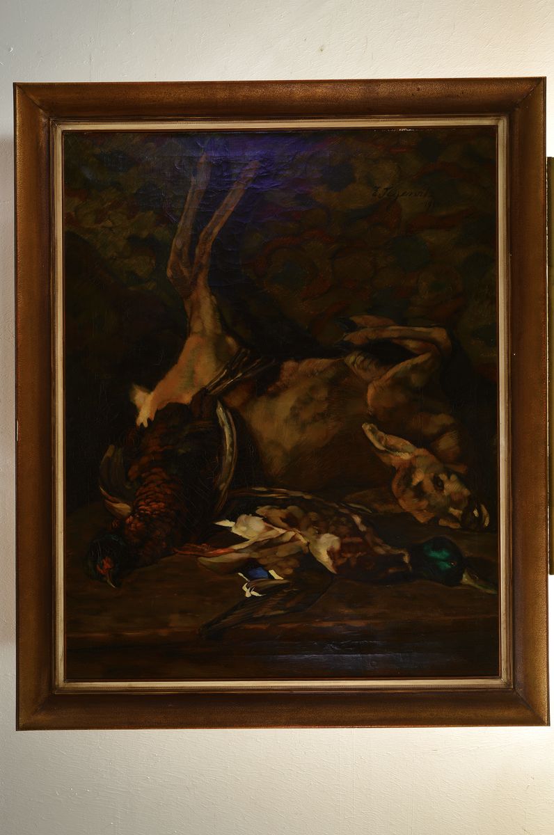 Detail k: Eugen Segewitz, 1886 Pforzheim-1952 Wangen, Stillleben mit erlegtem Reh, Fasan und Ente, Öl/Lwd, rest., rechts oben signiert und dat. 1914, ca. ...