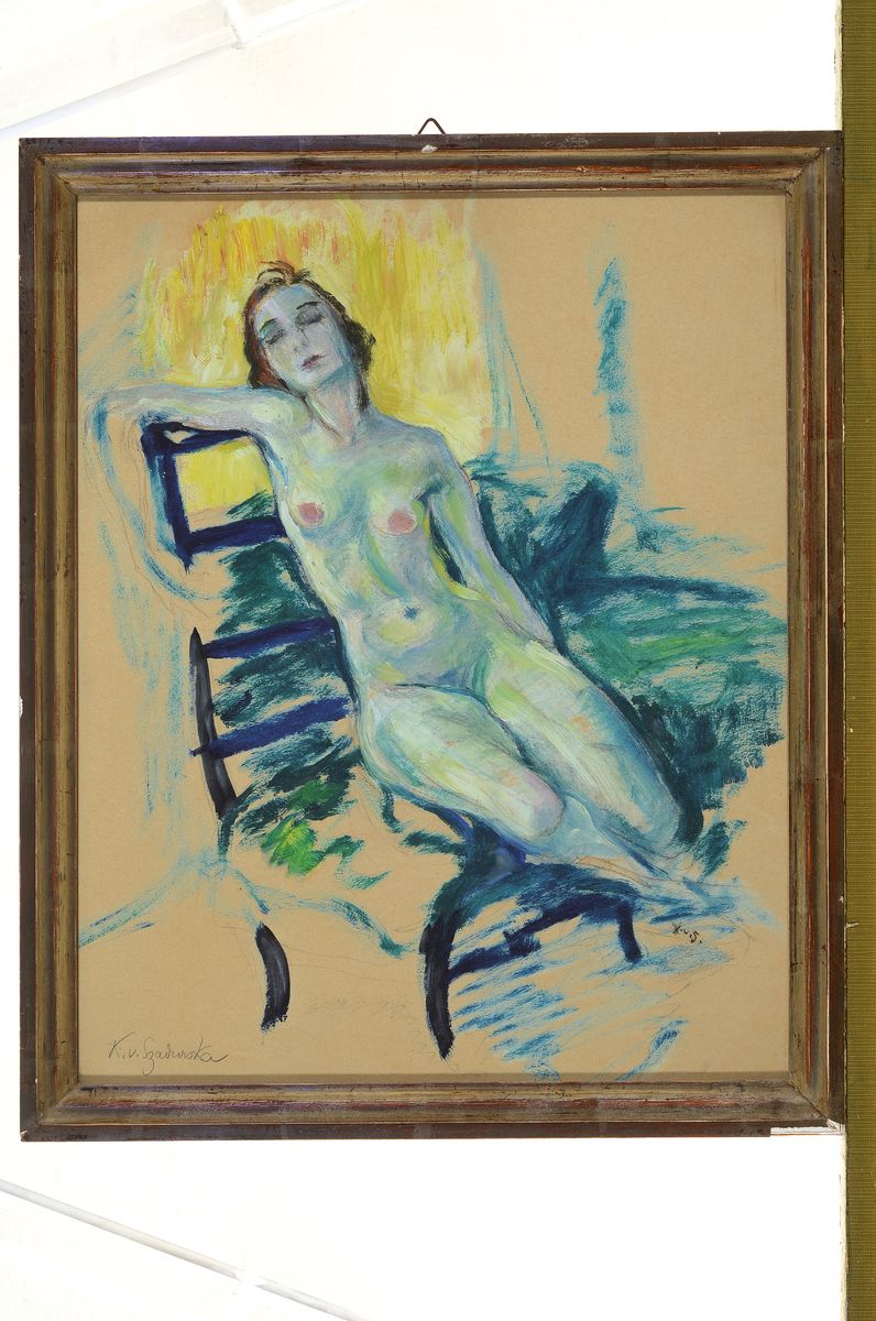 Detail k: Kasia von Szadurska, 1876 Moskau-1942 Berlin, 2 Arbeiten: Akt, Gouache über Bleistift auf Papier, links unten signiert, ca. 35x28cm, u.Gl., R.; ...