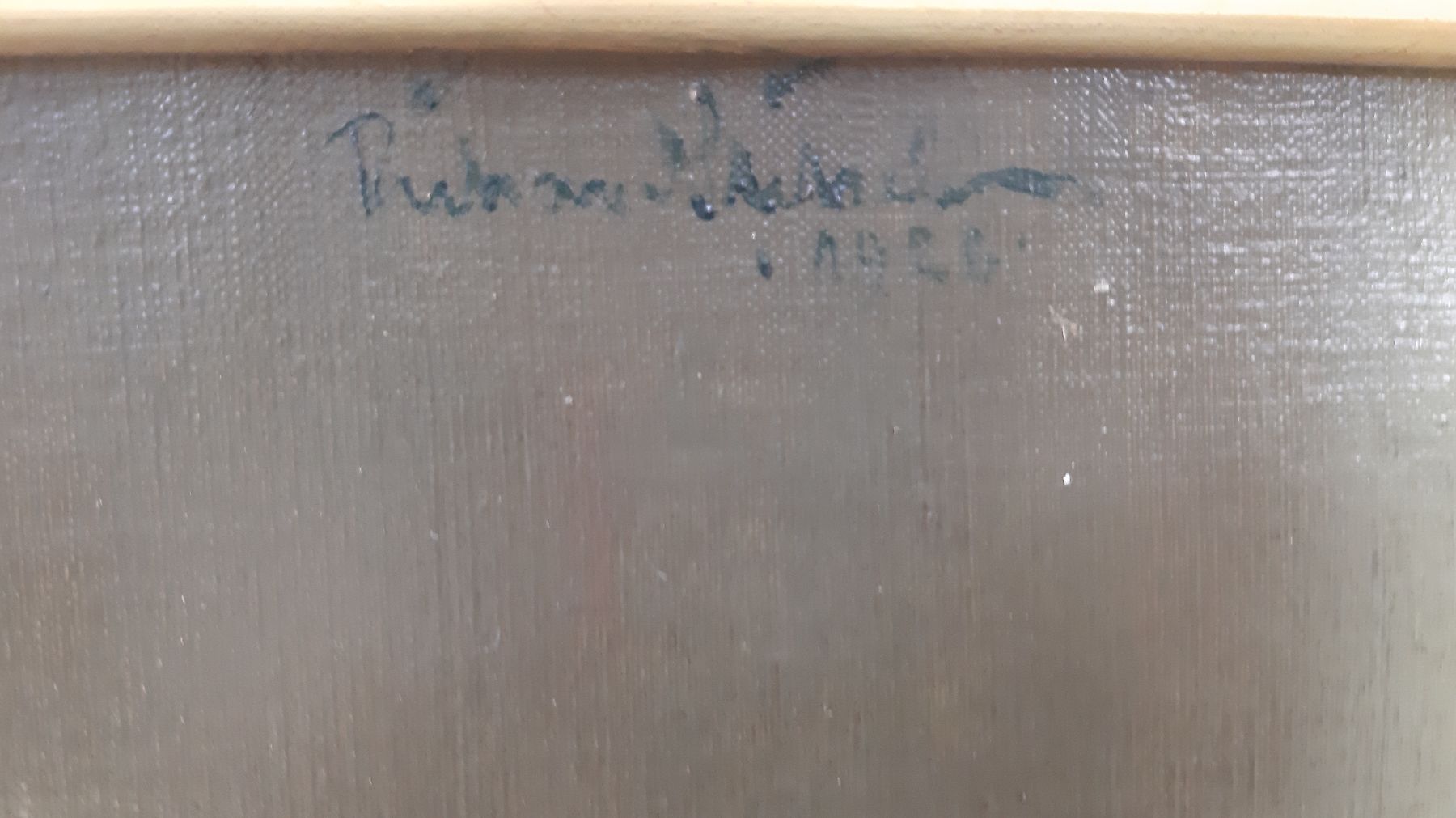 Detail e: Richard Stitzel, geb. 1893, Maler aus Mannheim, Stillleben mit Tulpen, Neue Sachlichkeit, Öl/Lwd, rechts oben signiert, ca. 69x55cm, R., rückseitig ...