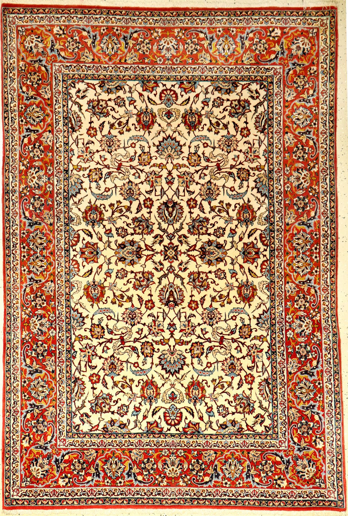 Feiner Esfahan alt, Persien, ca. 40 Jahre, Korkwolle auf Seide, ca. 214 x 142 cm, feine Qualität, EHZ: 2-3