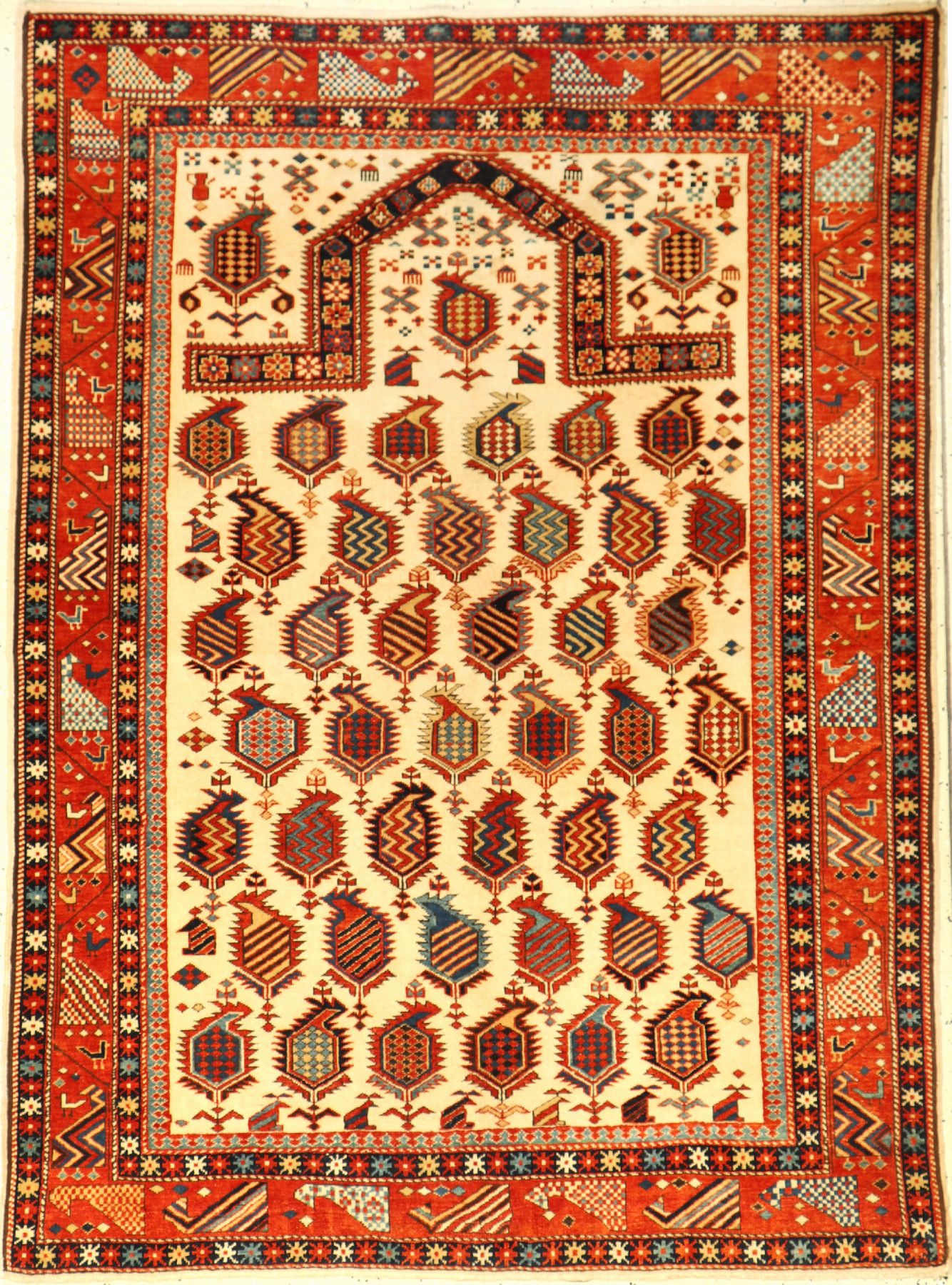 Feiner Azeri Schirwan, Azeri, ca. 30 Jahre,Wolle auf Baumwolle, ca. 166 x 122 cm, Marasali Design, feine Knüpfung, EHZ: 2