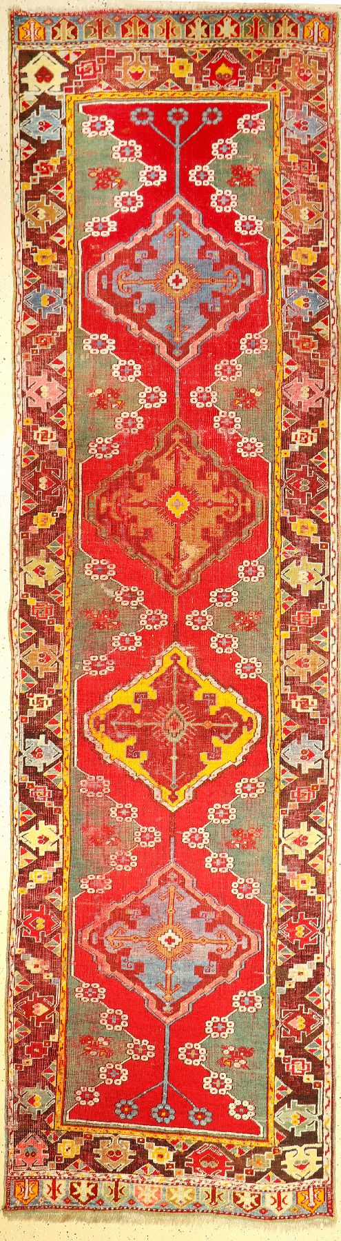 Anatolische Galerie antik, Türkei, um 1890/1900, Wolle auf Wolle, ca. 390 x 106 cm, selten, EHZ: 4