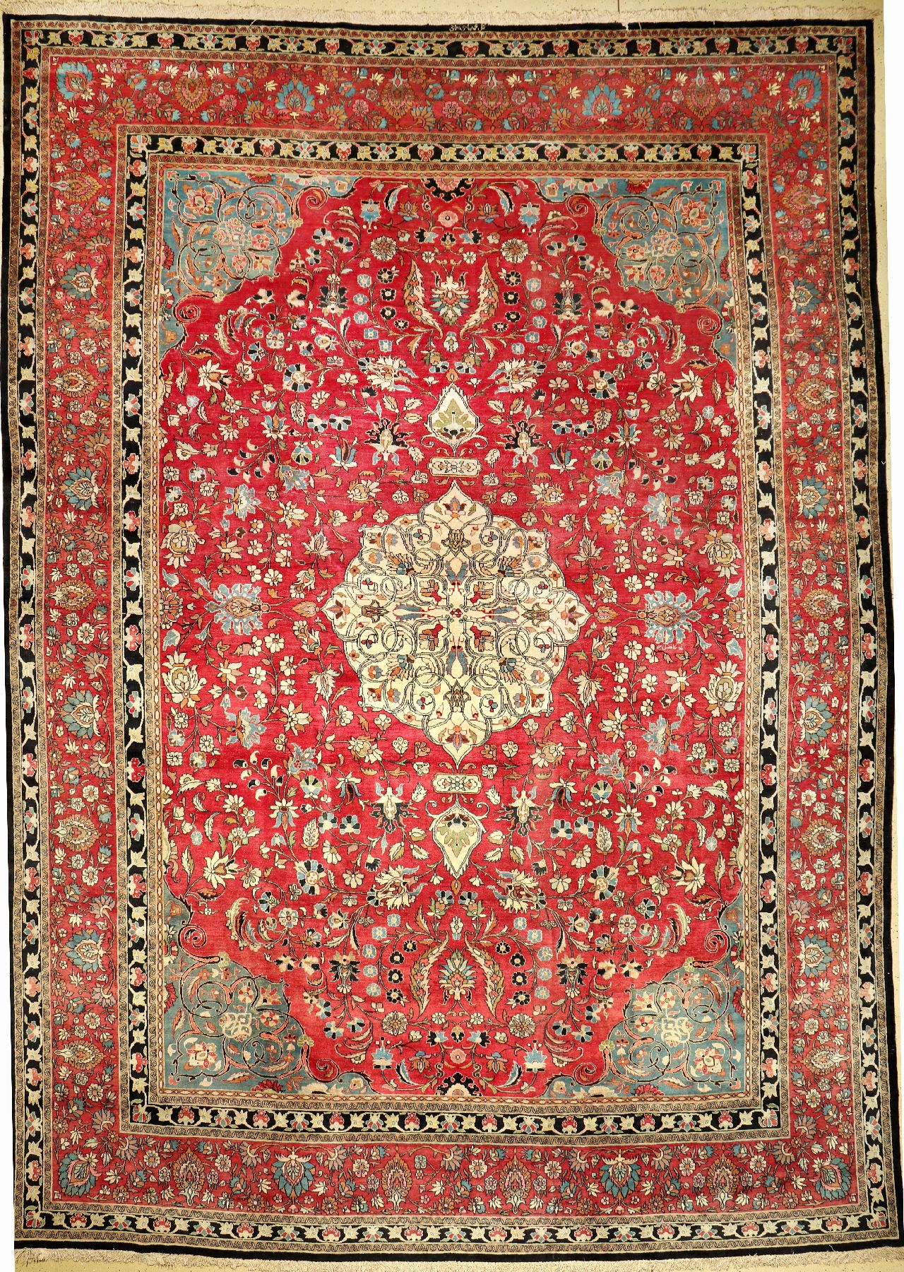 Seltener Semnan antik (Sig.), Persien, um 1900, Wolle auf Baumwolle, ca. 490 x 345 cm, dekorativ, EHZ: 2-3