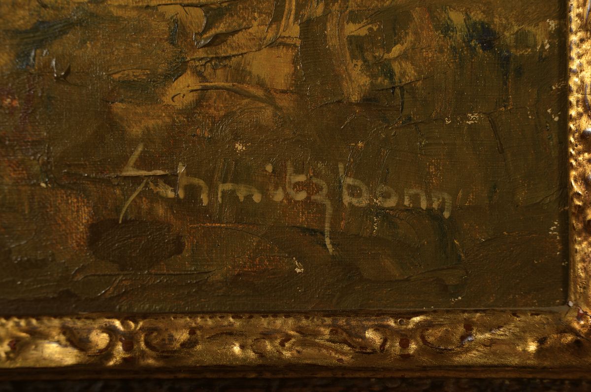 Detail a: Hermann Schmitzbonn, 1903 Duisburg-1960 Agra, Getreidefeld nach der Ernte in den Alpen, Öl/Lwd, rechts unten signiert, mit kleineren ...