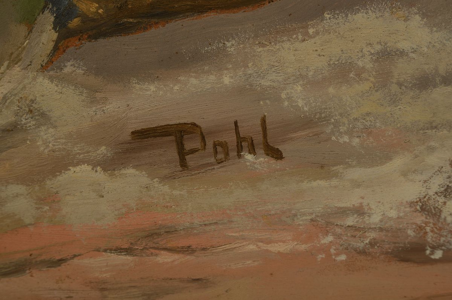 Detail a: Pohl, Künstler der 1950er Jahre, vielfigurige Schlacht zwischen Cowboys und Indianern, Öl/Malkarton, links unten sign., ca. 80x120cm, R. ca. ...