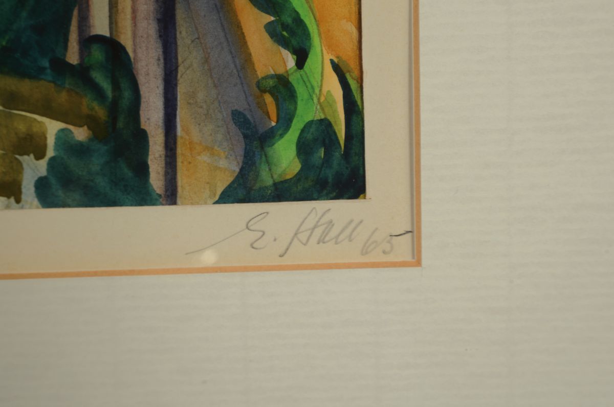 Detail a: Eugen Stoll, 1895-1978 Ludwigshafen, Studium an der Akademie Karlsruhe, Meisterschüler von Albert Haueisen, hier: Studie Kirchenaufgang Nordheim ...