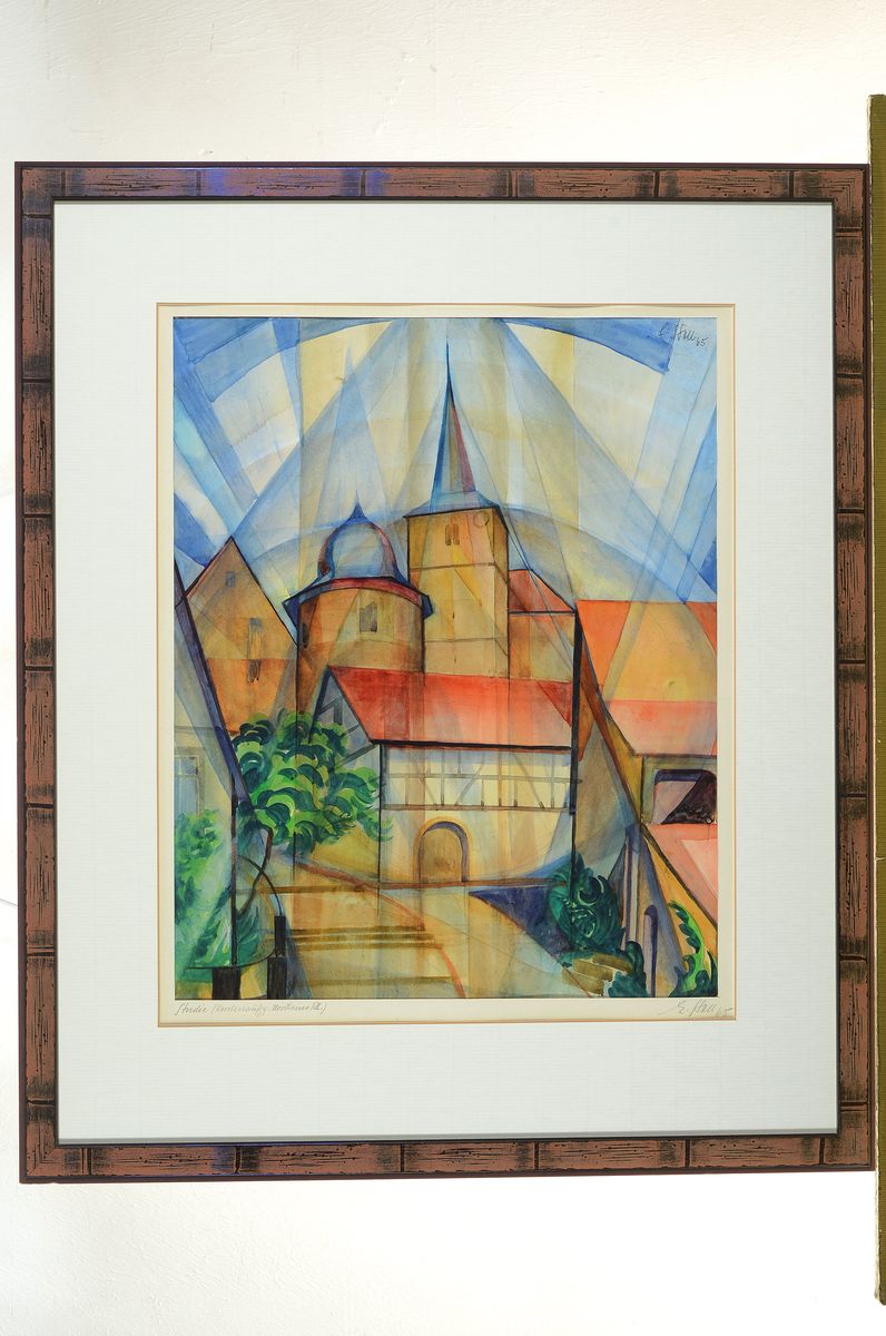 Detail k: Eugen Stoll, 1895-1978 Ludwigshafen, Studium an der Akademie Karlsruhe, Meisterschüler von Albert Haueisen, hier: Studie Kirchenaufgang Nordheim ...