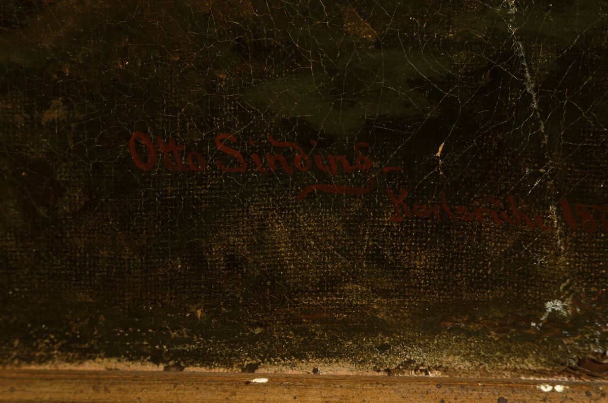 Detail a: Otto Ludvig Sinding, 1842 Kongsberg/Norwegen- 1909 München, Studium bei Hans Gude an der Akademie Karlsruhe, hier: Schäfer mit seiner Herde in ...