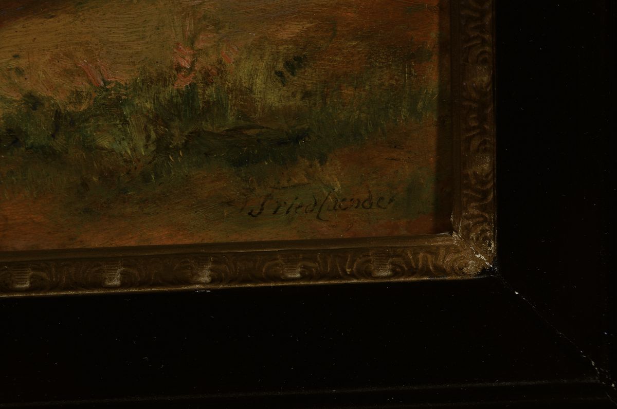 Detail a: Alfred Friedländer, 1860 Wien - 1927/33 Wien, rastende Reiter, re. unten signiert, ca. 20.5 x 31.5 cm, Rahmen: 37 x 48 cm, l. Altersspuren