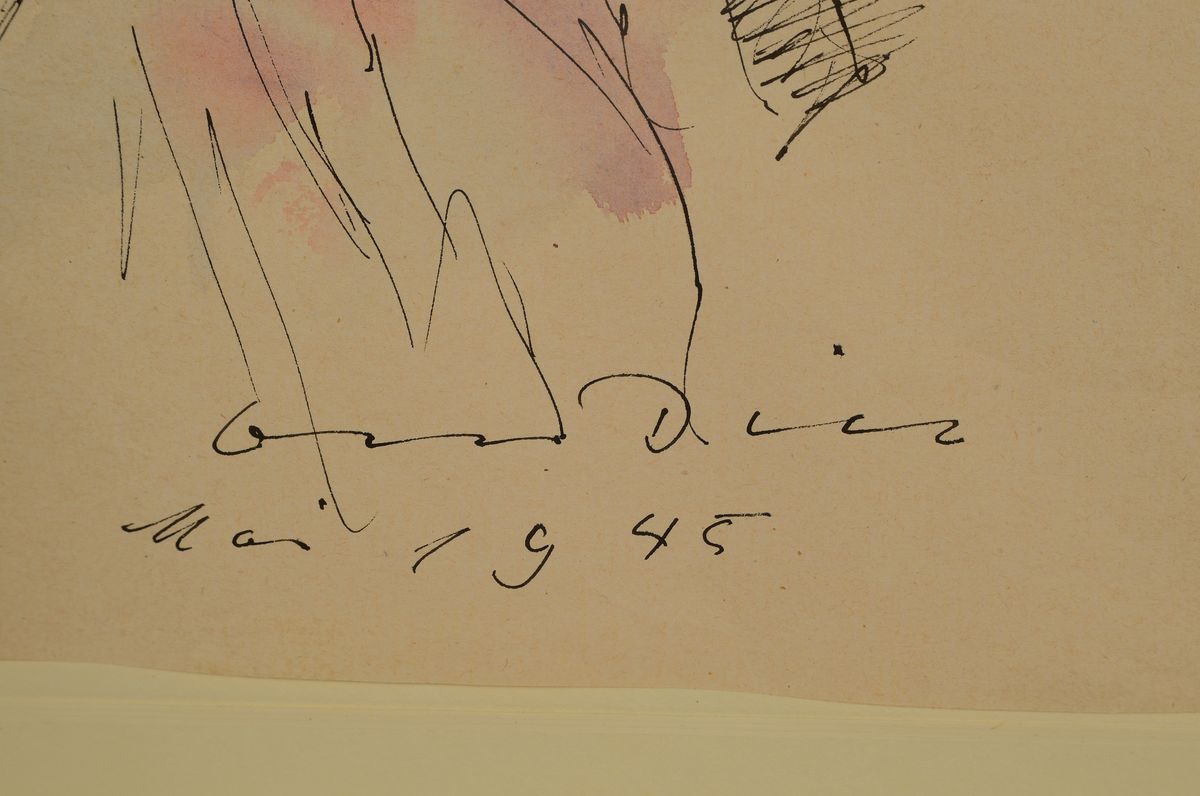 Detail a: Otto Dill, 1884 Neustadt-1957 Bad Dürkheim, Porträt einer einer Frau, Aquarell über Tusche, signiert und dat. Mai 1945, ca. 38x30cm