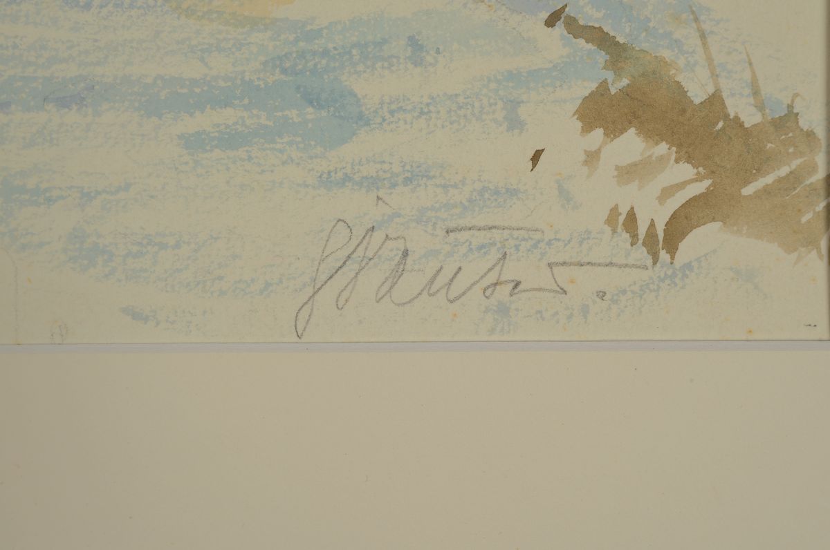 Detail c: Hermann Sauter, 1891 Germersheim-1981 Landau, drei Aquarelle mit Landschaften aus der Pfalz, alle signiert, ca. 24x29cm, 29x41cm, 34.5x44.5cm, alle ...