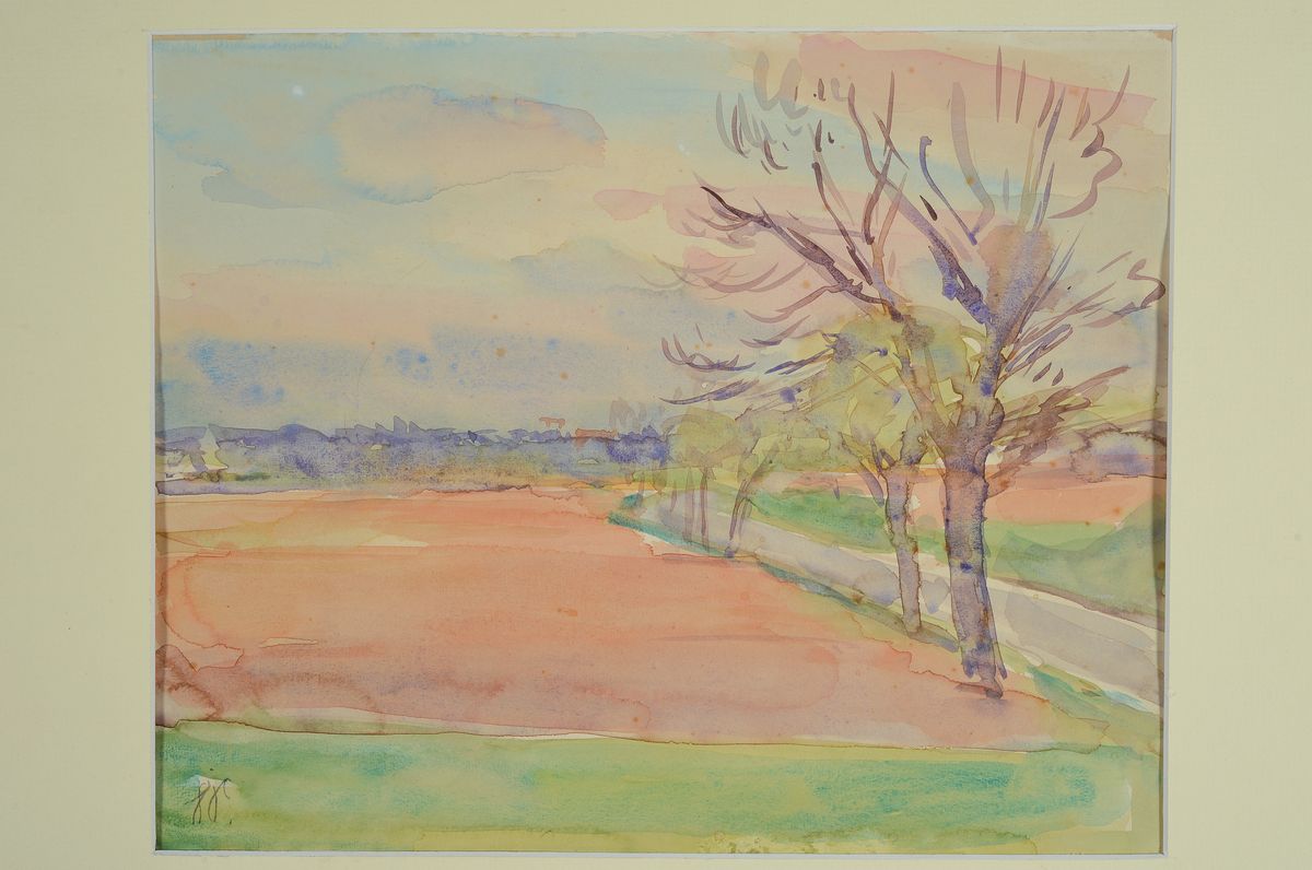 Detail k: Hermann Sauter, 1891 Germersheim-1981 Landau, drei Aquarelle mit Landschaften aus der Pfalz, alle signiert, ca. 24x29cm, 29x41cm, 34.5x44.5cm, alle ...