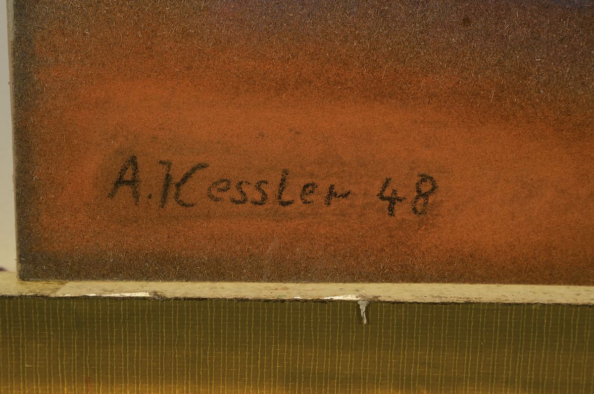 Detail a: Adolf Kessler, 1890 Godramstein-1974, Studium an der Akademie München, hier: Blumenstillleben, Pastell, links unten signiert und dat. 48, leicht ...