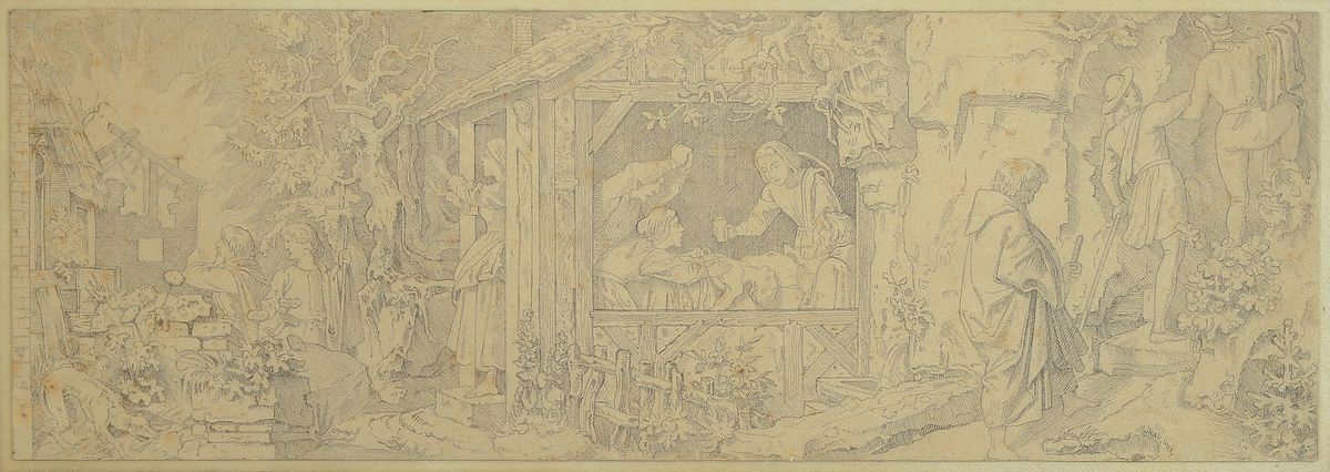 Zuschreibung: Moritz von Schwind, 1804-1871, Bleistiftzeichnung zu: Von der Gerechtigkeit Gottes, später gedruckt im Münchener Bilderbogen, sehr ...