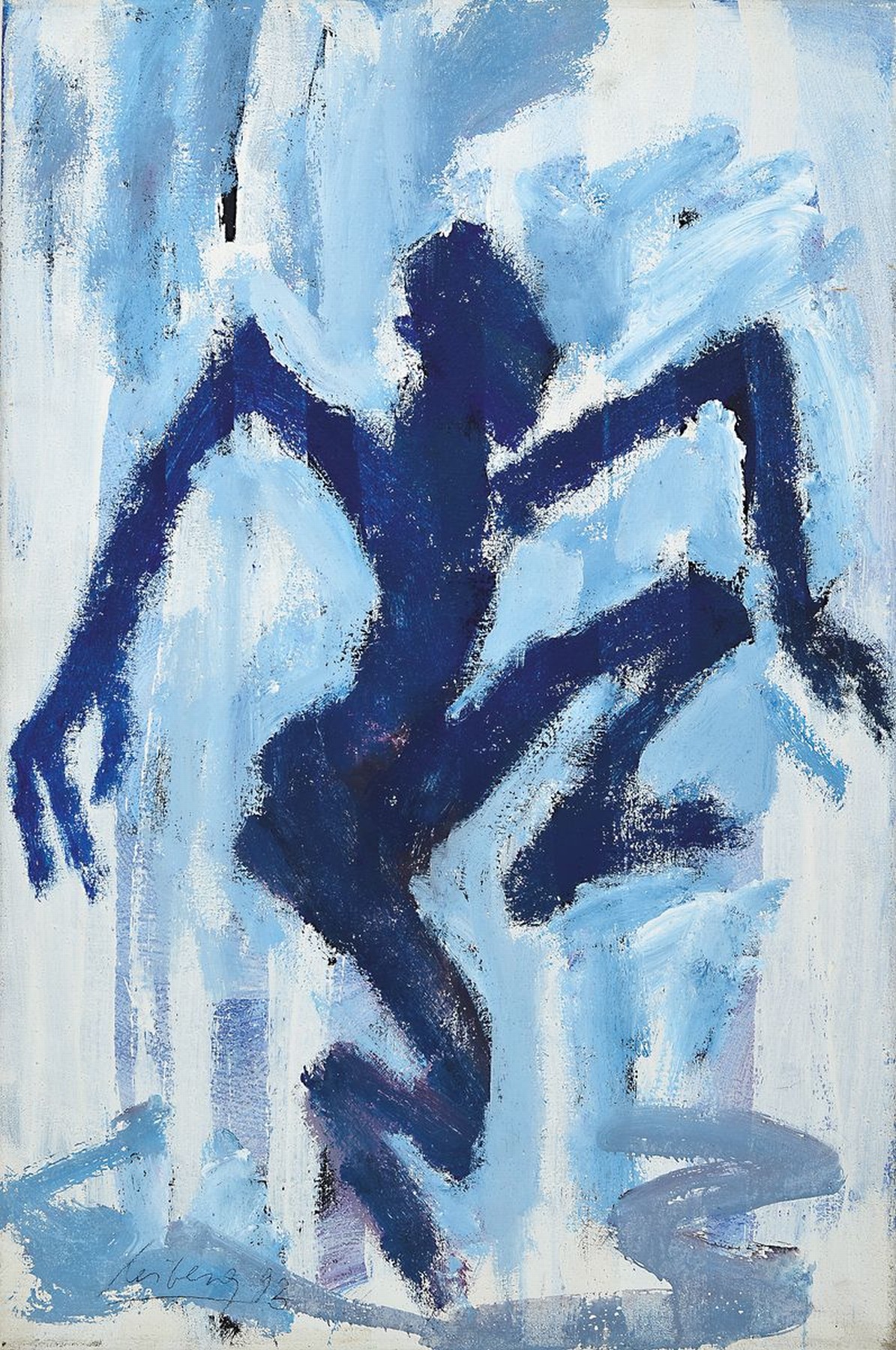 Helge Leiberg, geb. 1954, Abstrakte Komposition,Öl/Lwd, links unten sign., gesamt ca. 75x51 cm