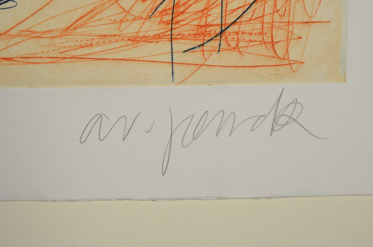Detail a: A.R. Penck, 1939 Dresden-2017 Zürich, "Member", in Zusammenarbeit mit Helge Leiberg, Frank Breidenbruch, Radierung, handsign., num. 23/30, ...