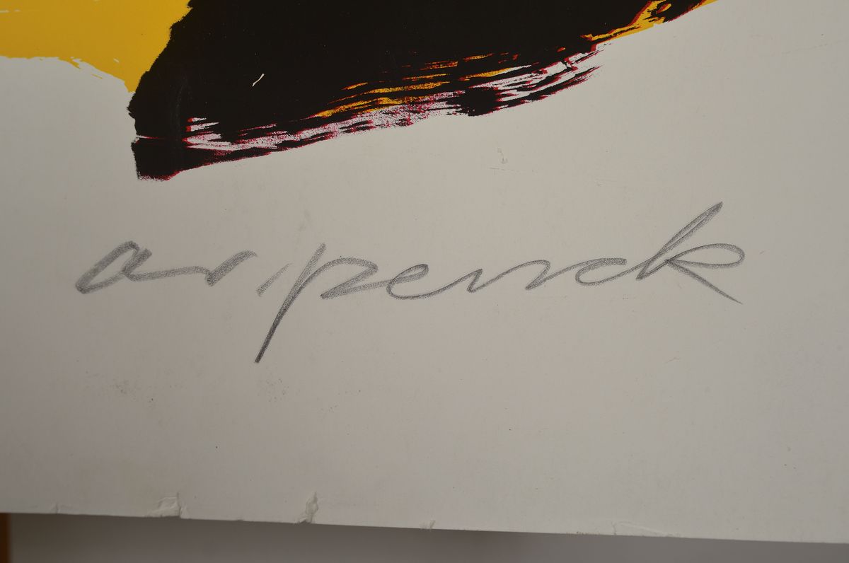 Detail a: A.R. Penck, 1939-2017, Lithografie, num. e.a, sign., ca. 100x70, Flecken und Knicke zusehen